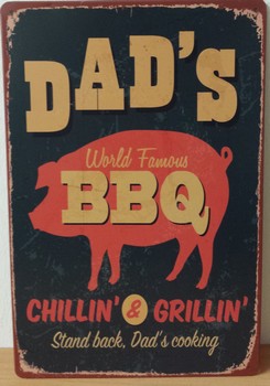 Dads Bbq chillin en grillin wandbord