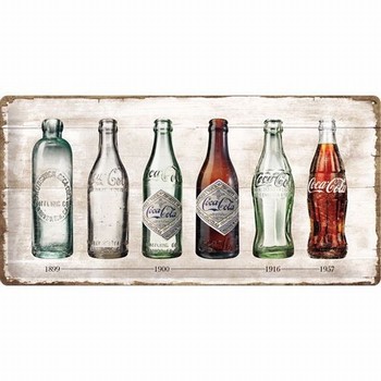 Coca cola timeline flessen metalen wandbord relief