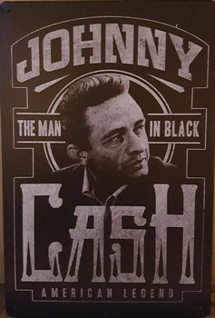 Johny cash man in black metalen wandbord