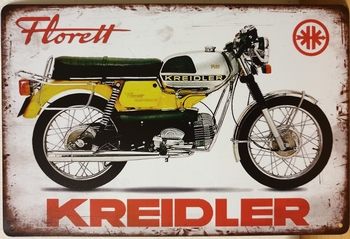 Kreidler florett geel metalen reclamebord