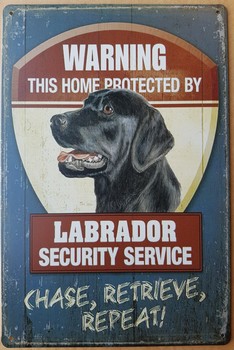 Warning labrador zwarte security service