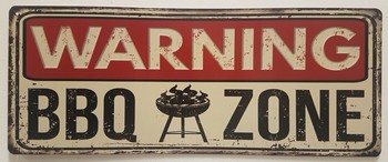 warning bbq zone metalen bord