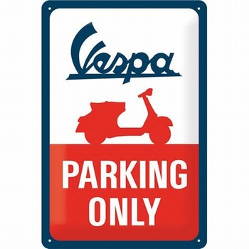 Vespa parking only metalen relief bord