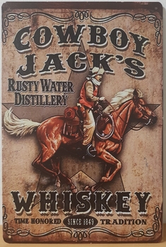 Cowboy jacks whiskey metalen reclamebord