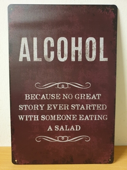 Alcohol story eating saled metalen wandbord