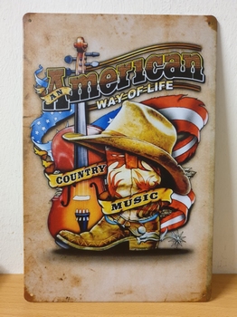 American country cowboy gitaar metal wallsign