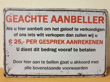 Geachte aanbeller gesprek metalen wandbord