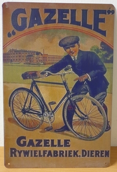 Gazelle rijwielfabriek fietsen reclamebord metaal