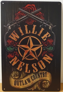 Willie Nelson Outlaw Country metalen reclamebord