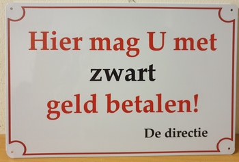 Zwart Geld Betalen reclamebord metaal