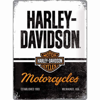 Harley Davidson motorcycles metalen reclamebord relief